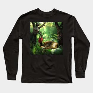 Cute fairy with awesome wolf Long Sleeve T-Shirt